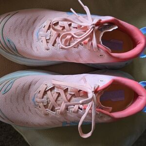Hoka Pink and Blue Running Shoes